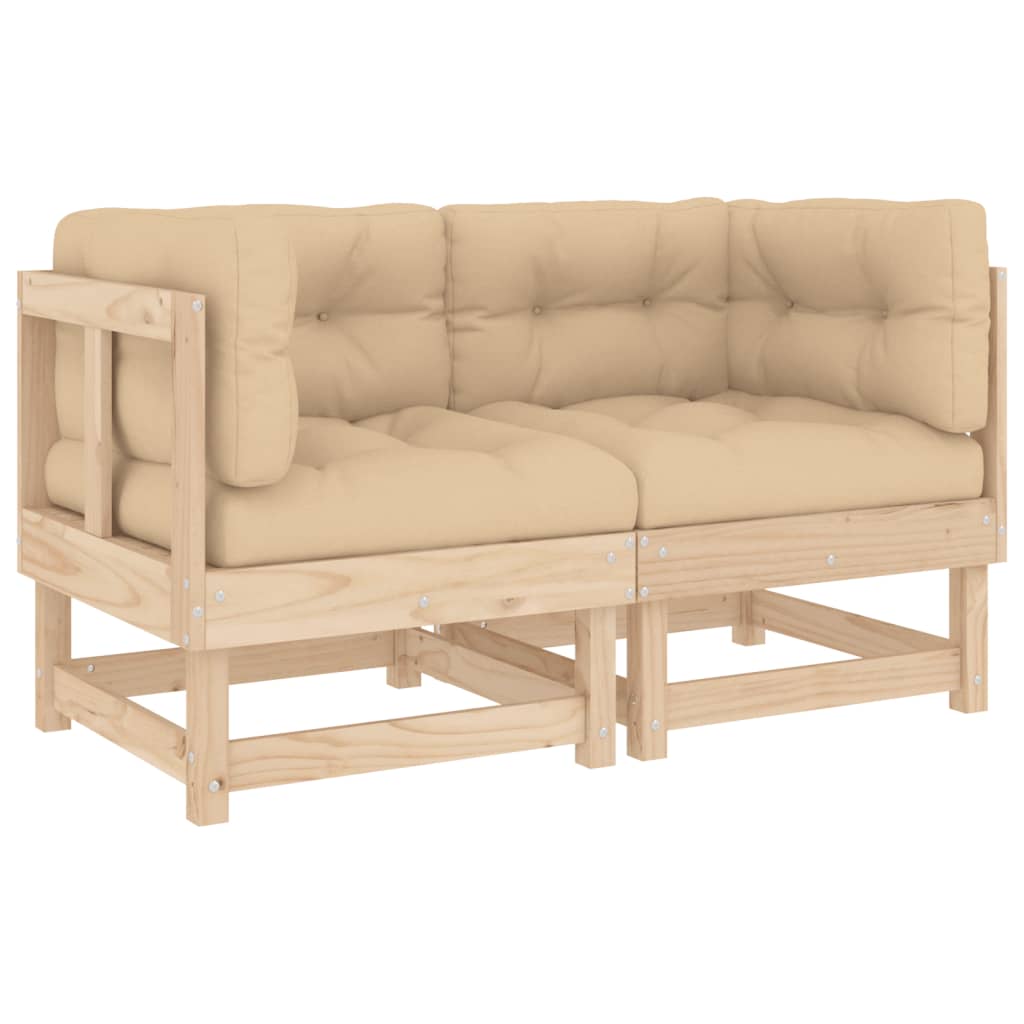NNEVL Corner Sofas with Cushions 2 pcs Solid Wood Pine