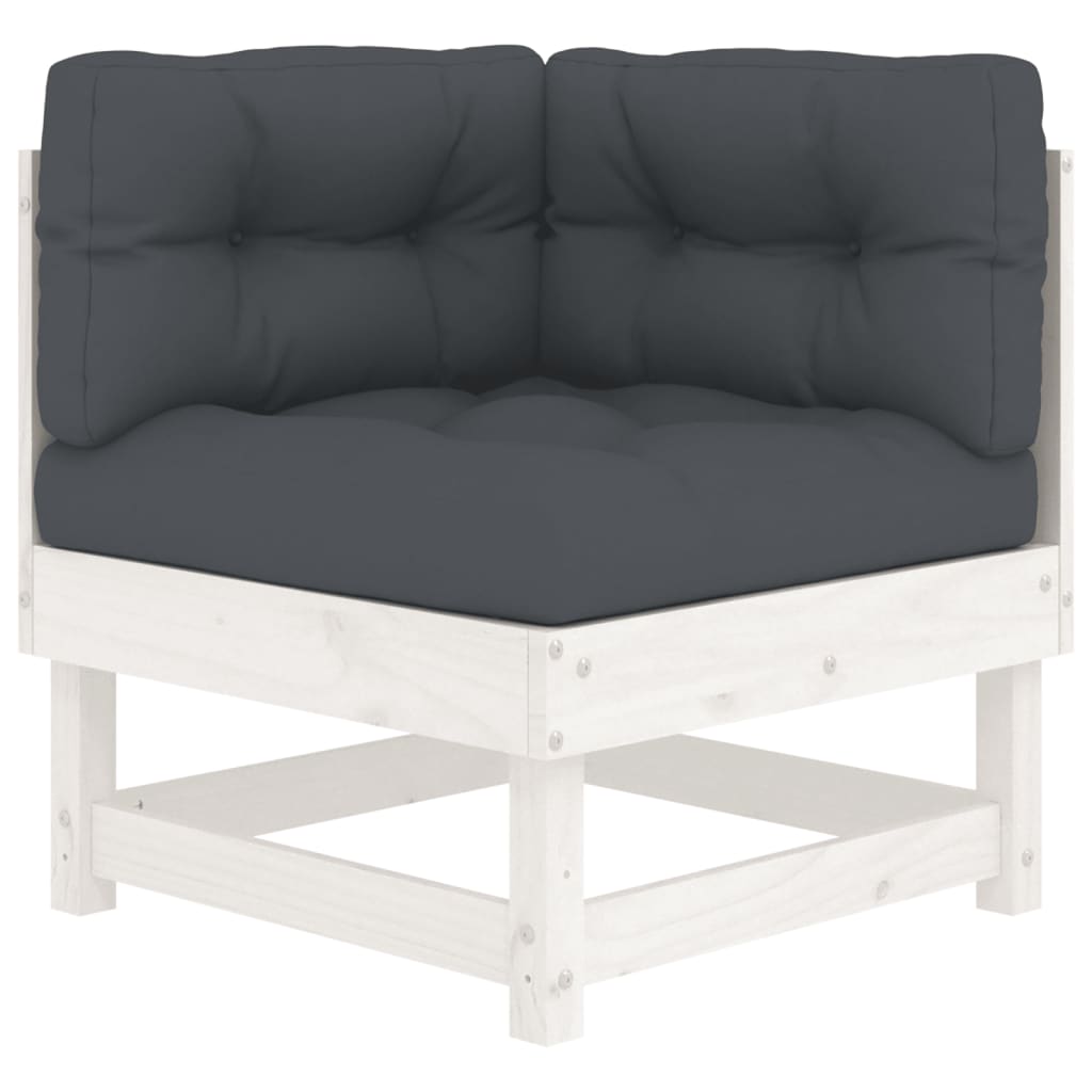 NNEVL Corner Sofas with Cushions 2 pcs White Solid Wood Pine