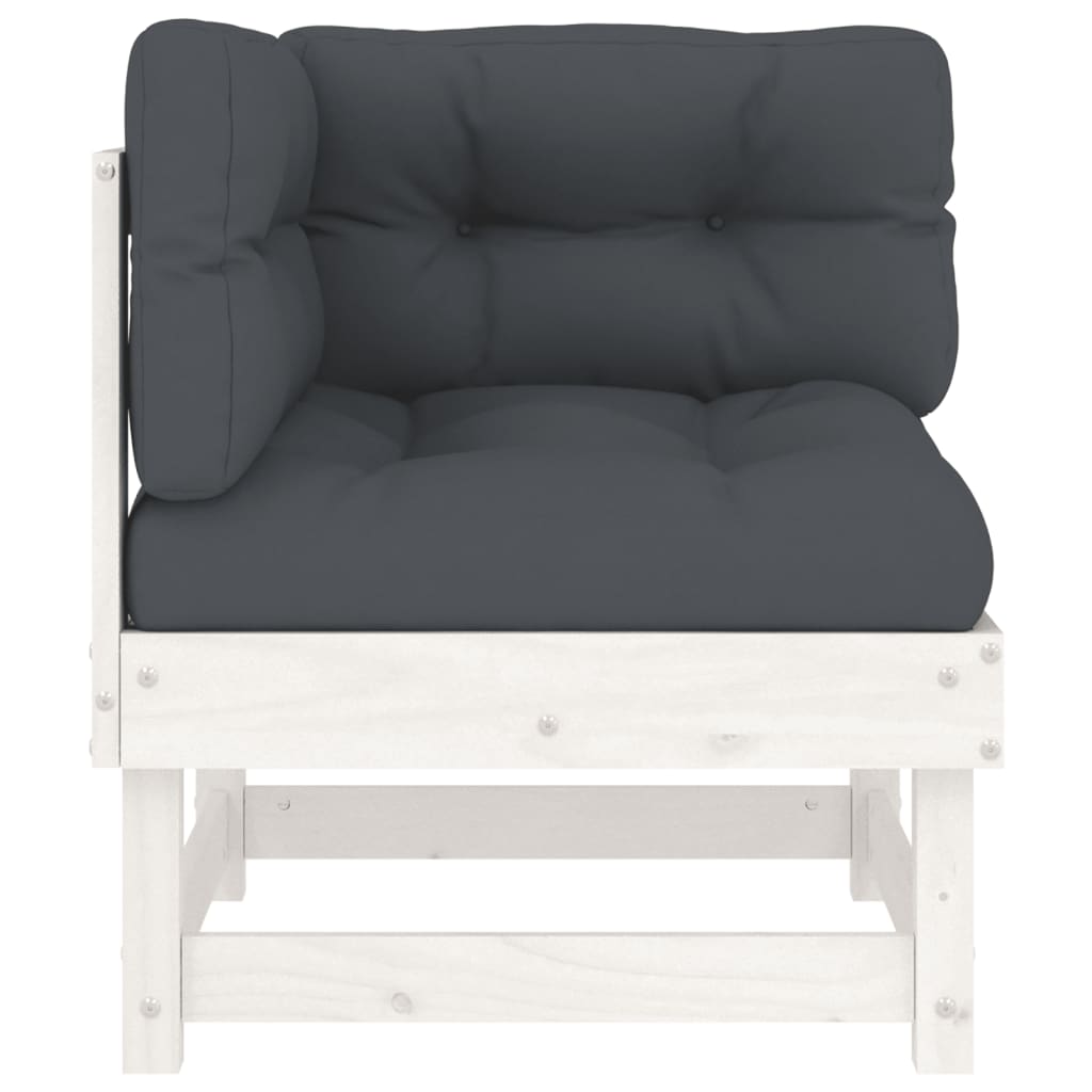 NNEVL Corner Sofas with Cushions 2 pcs White Solid Wood Pine