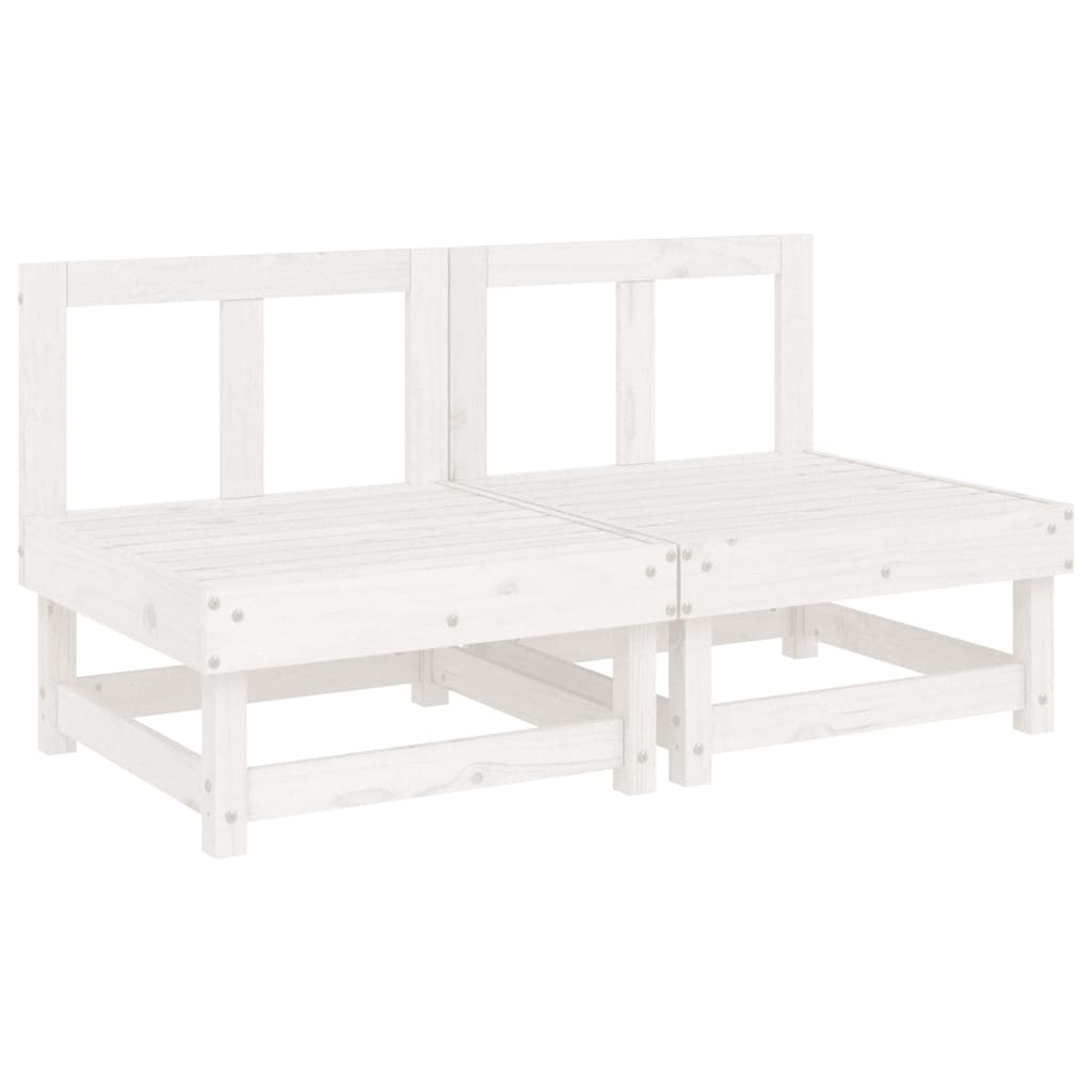 NNEVL Middle Sofas with Cushions 2 pcs White Solid Wood Pine