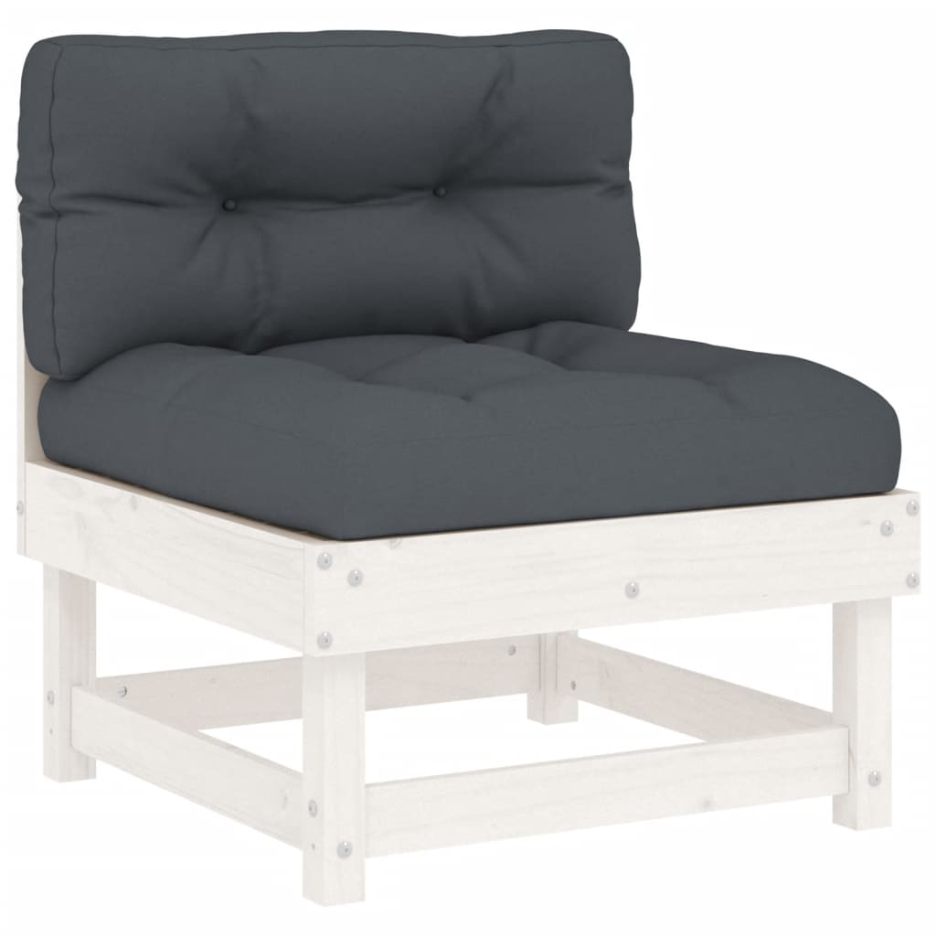 NNEVL Middle Sofas with Cushions 2 pcs White Solid Wood Pine
