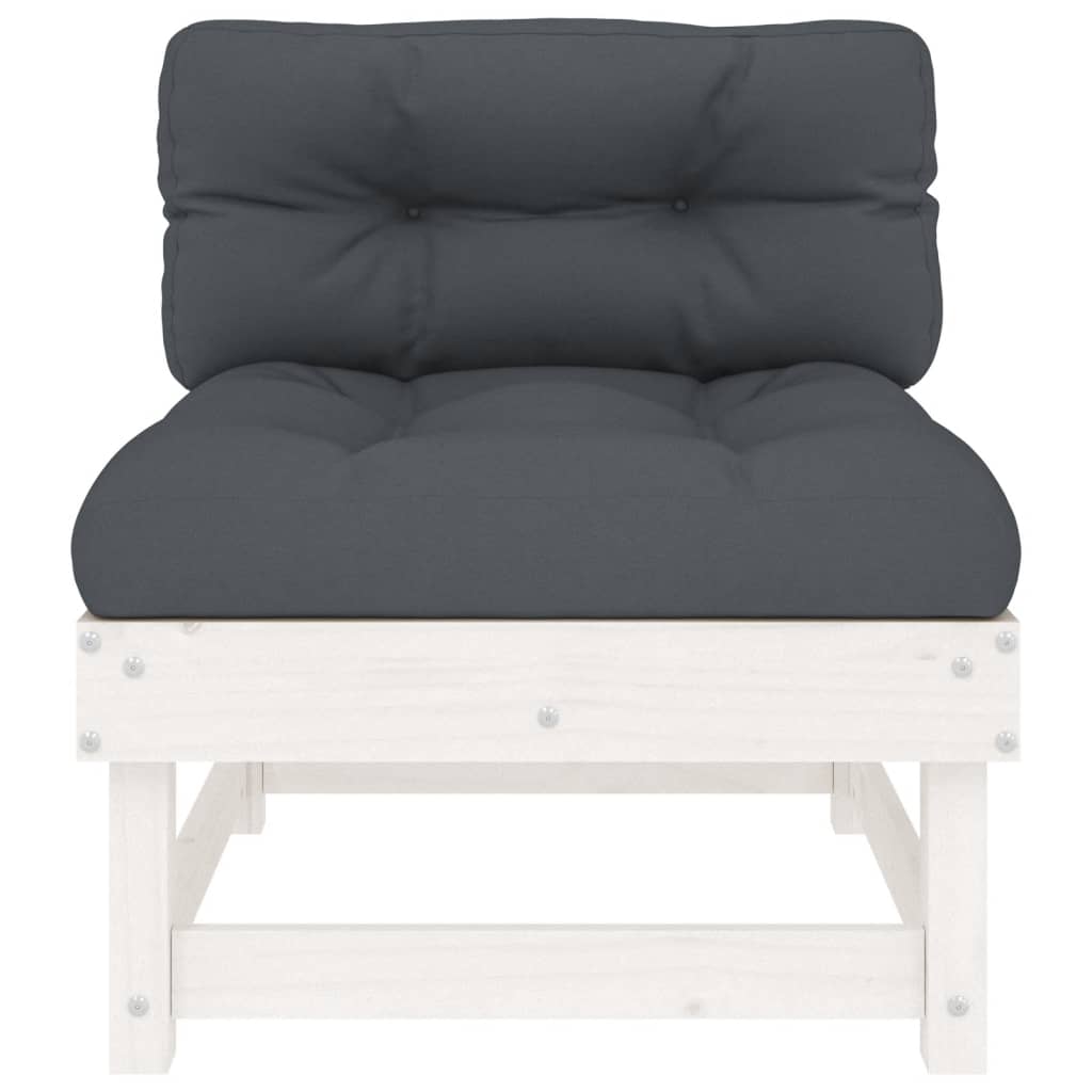 NNEVL Middle Sofas with Cushions 2 pcs White Solid Wood Pine