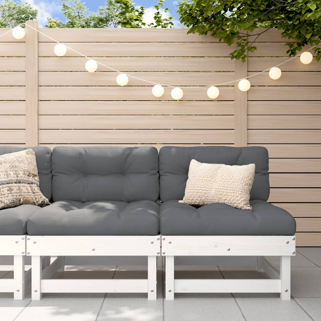 NNEVL Middle Sofas with Cushions 2 pcs White Solid Wood Pine