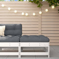 NNEVL Garden Footstool with Cushion White Solid Wood Pine