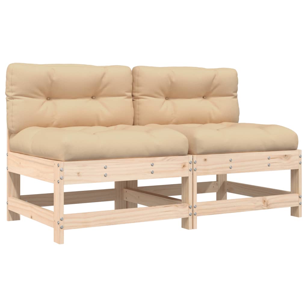 NNEVL Middle Sofas with Cushions 2 pcs Solid Wood Pine