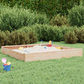 Vidaxl sandbox with benches square solid pinewood-0