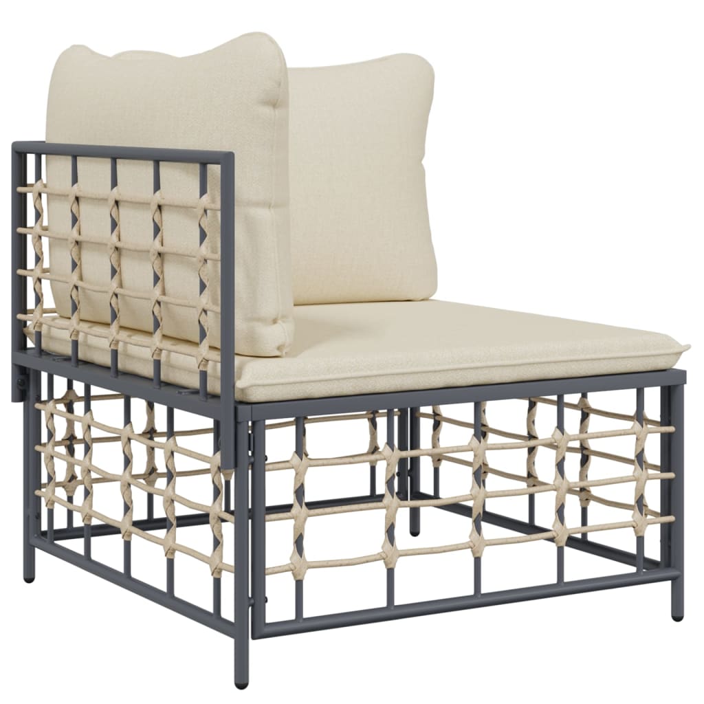 NNEVL 10 Piece Garden Lounge Set with Cushions Anthracite Poly Rattan