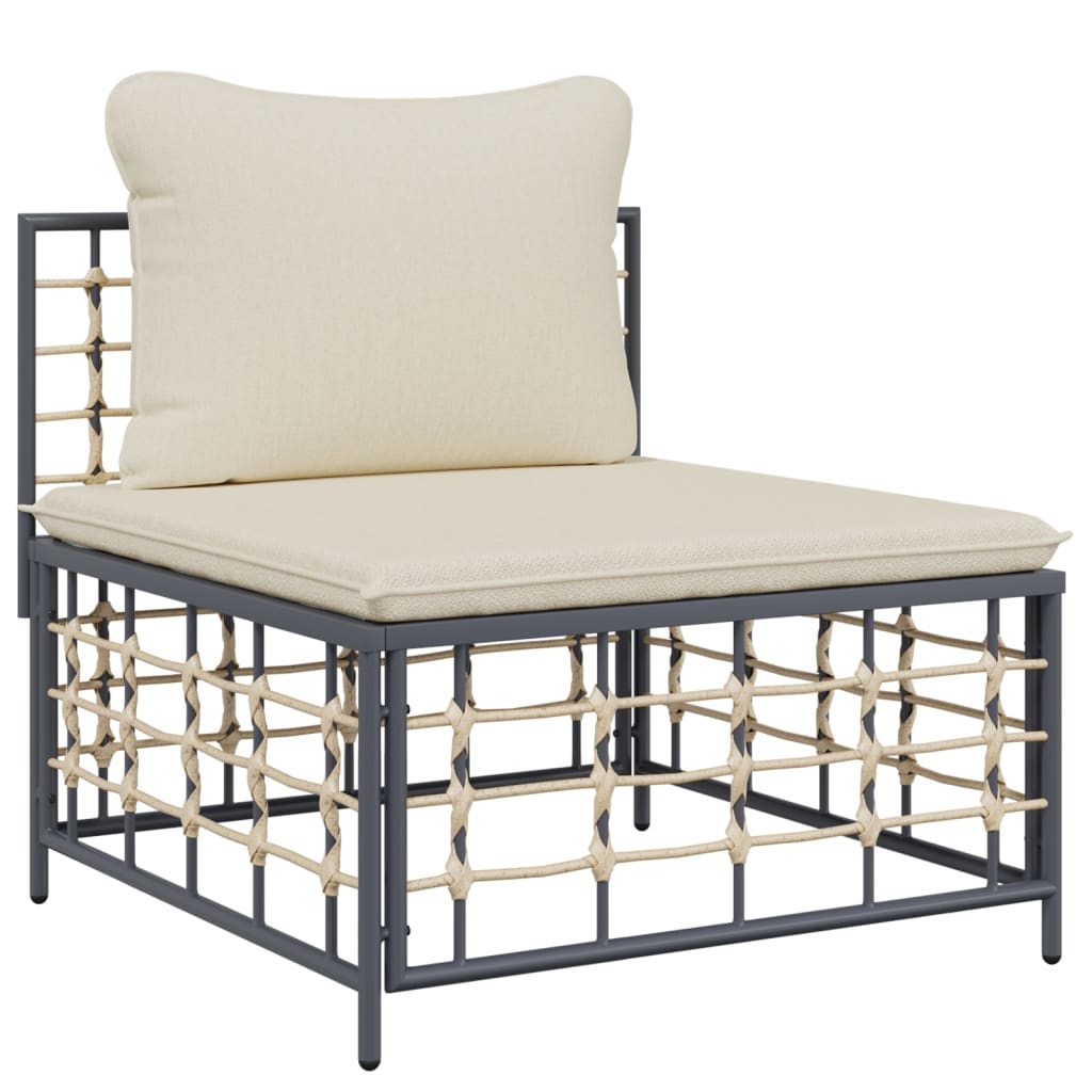 NNEVL 10 Piece Garden Lounge Set with Cushions Anthracite Poly Rattan