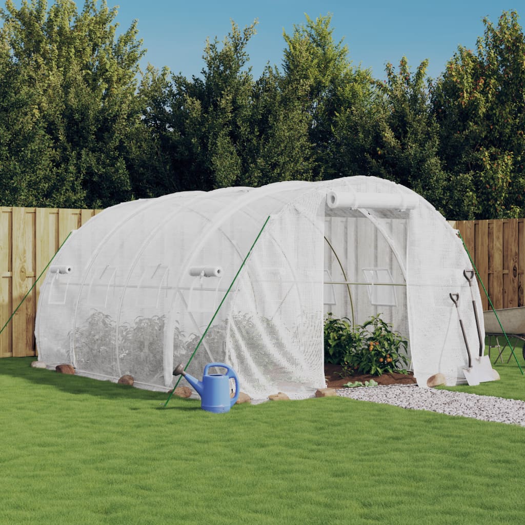 NNEVL Greenhouse with Steel Frame White 12 m² 4x3x2 m-0