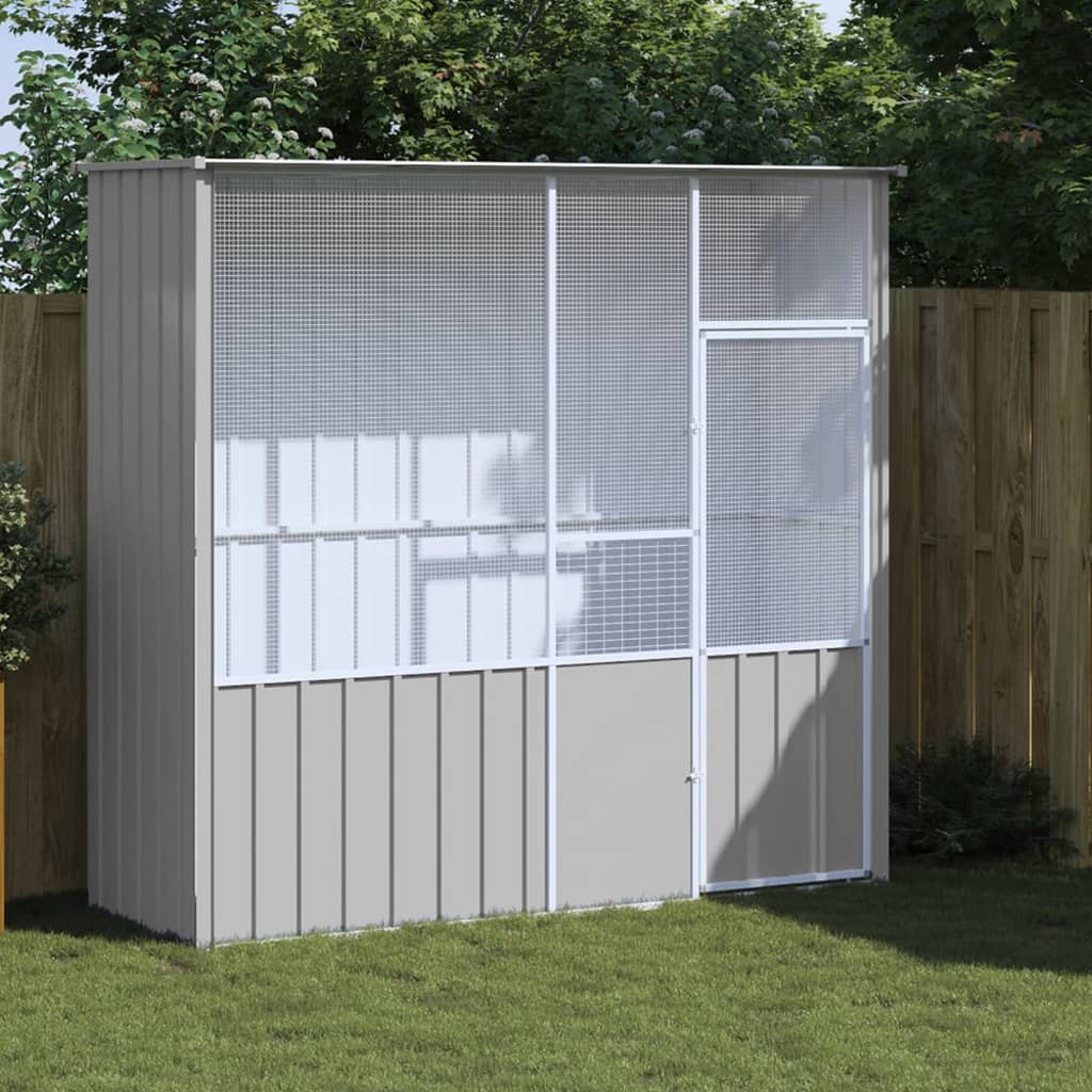 NNEVL Bird Cage Grey 215x78x200 cm Galvanised Steel-0