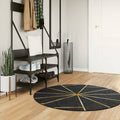 Vidaxl washable non-slip rug ø 120 cm black and gold-0