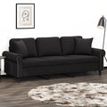 NNEVL 3-Seater Sofa with Throw Pillows Black 180 cm Velvet