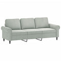 NNEVL 3-Seater Sofa with Footstool Light Grey 180 cm Velvet