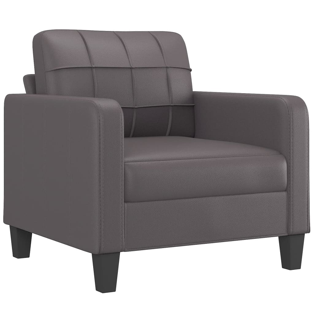 NNEVL 4 Piece Sofa Set with Pillows Grey Faux Leather