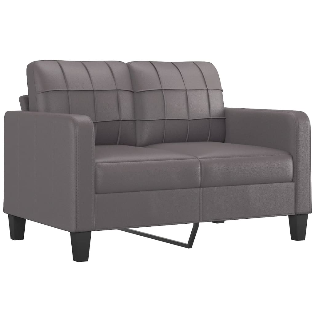 NNEVL 4 Piece Sofa Set with Pillows Grey Faux Leather