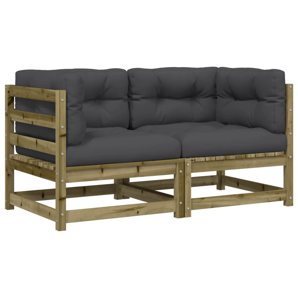 NNEVL Garden Sofas Corner with Cushions 2 pcs Impregnated Wood Pine