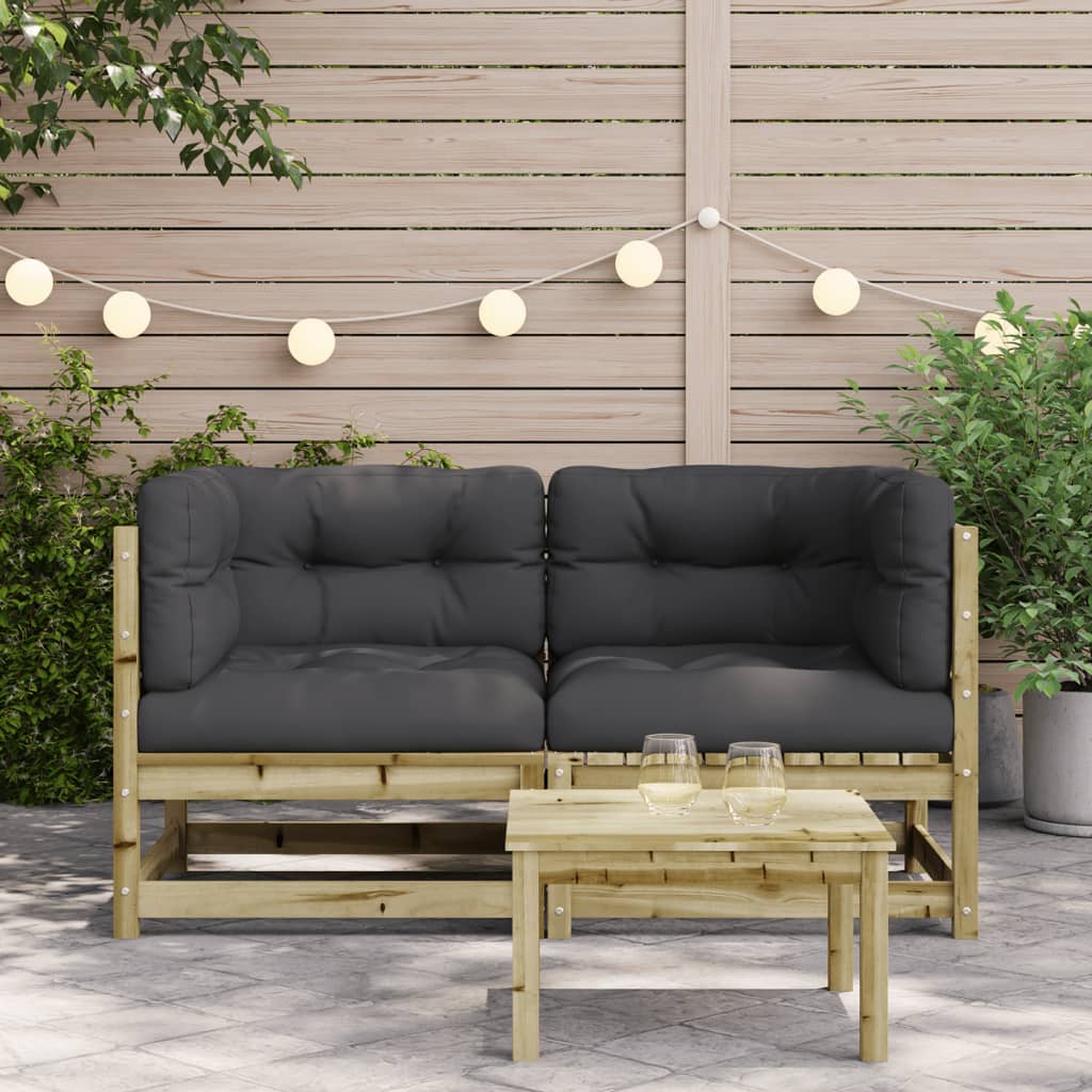 NNEVL Garden Sofas Corner with Cushions 2 pcs Impregnated Wood Pine