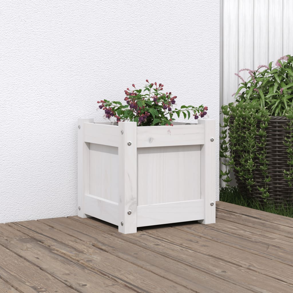 Vidaxl planter 31x31x31 cm solid pinewood white-0