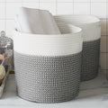 Vidaxl storage baskets 2 pcs ø 28x28 cm cotton gray and white-0