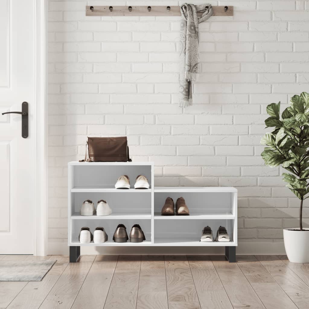 Vidaxl shoe cabinet 102x36x60 cm processed wood high-gloss white-0