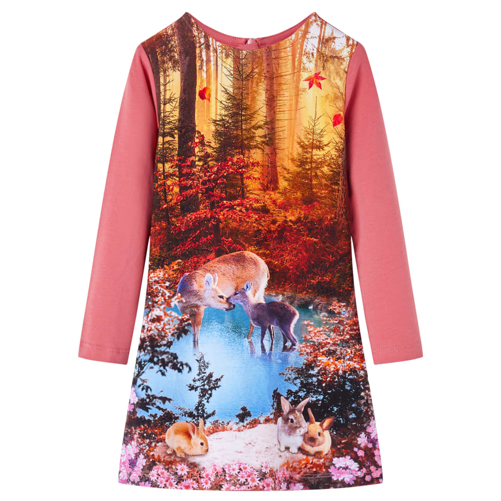 Vidaxl Girls' Long-Sleeved Dress Size 128 Old Pink