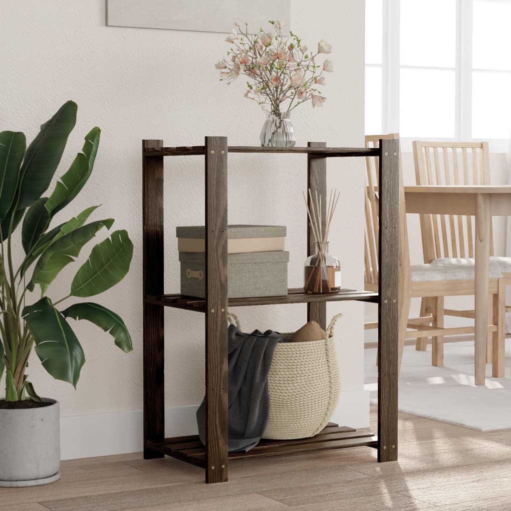 Vidaxx storage rack 3-layer 60x38x90 cm solid pine wood black-0