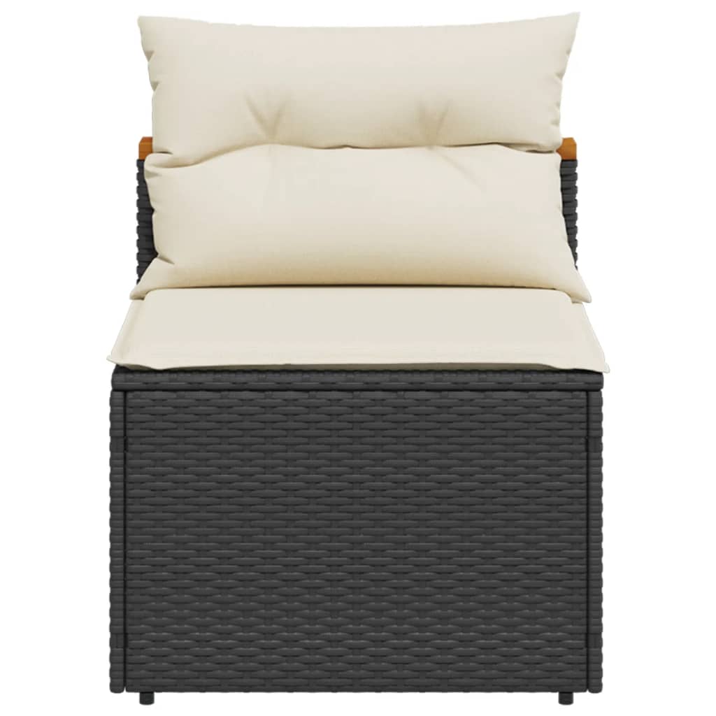 NNEVL Garden Sofas Armless with Cushions 2 pcs Black Poly Rattan