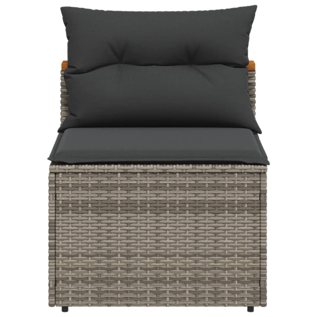 NNEVL Garden Sofas Armless with Cushions 2 pcs Grey Poly Rattan