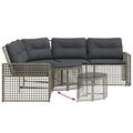 NNEVL Garden Sofa with Cushions and Footstool L-Shaped Grey Poly Rattan