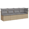 NNEVL Garden Sofa with Cushions 4-Seater Beige Poly Rattan