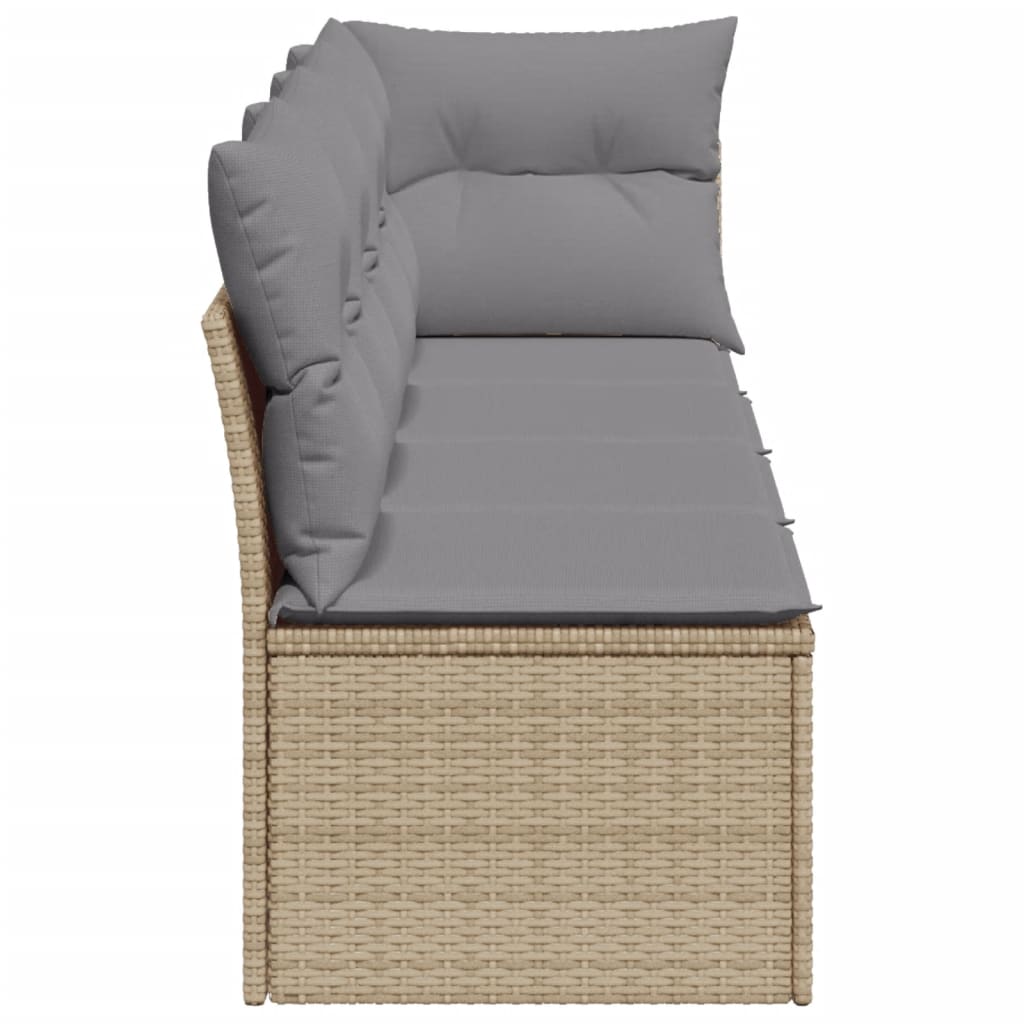 NNEVL Garden Sofa with Cushions 4-Seater Beige Poly Rattan