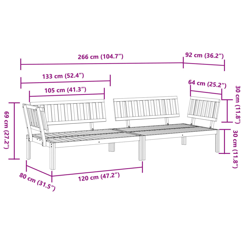 NNEVL Garden Pallet Corner Sofas 2 pcs Solid Wood Acacia