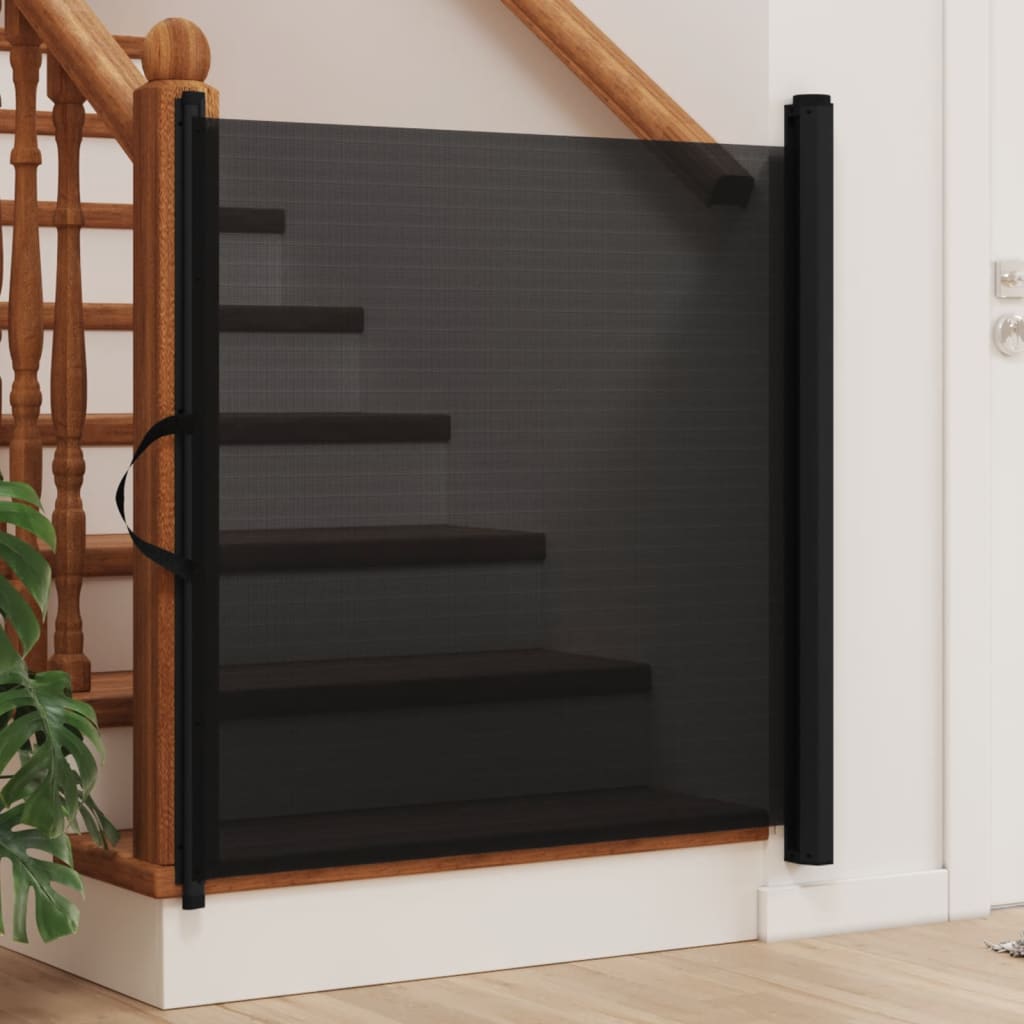 NNEVL Retractable Pet Gate Black 82.5x125 cm-0