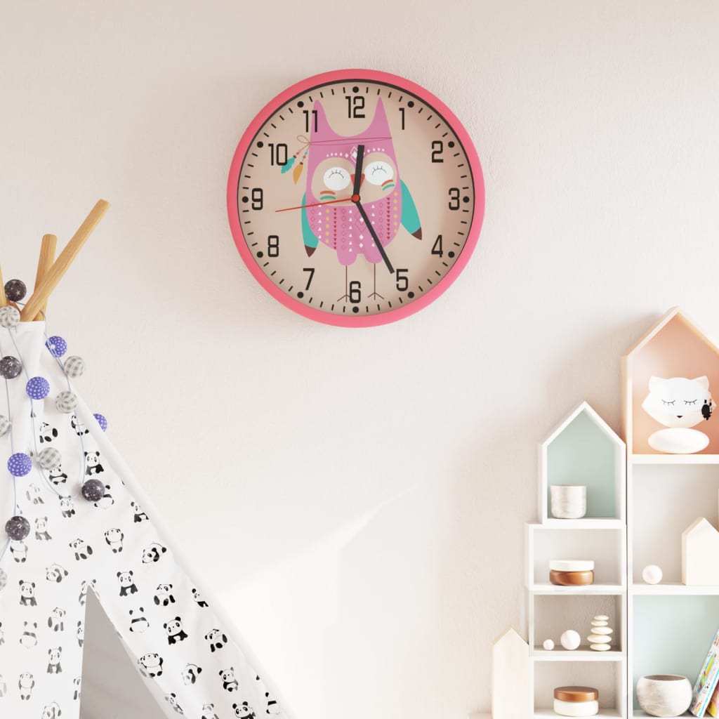 VidaXL wall clock ø25.5 cm polystyrene and pink glass-0