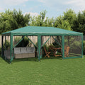 VidaXL party tent with 10 mesh side walls 6x4 m HDPE green-0
