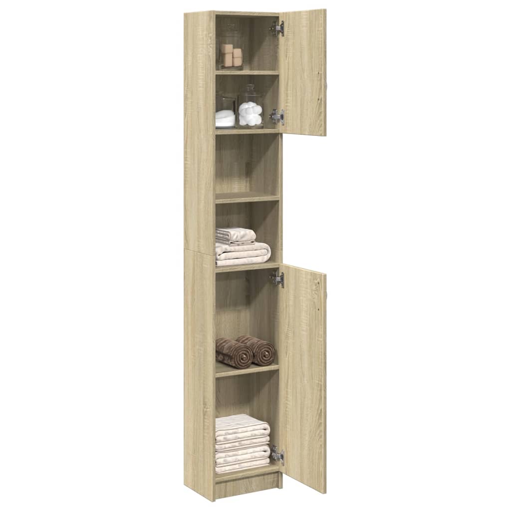 NNEVL Bathroom Cabinet Sonoma Oak 32x25.5x190 cm Engineered Wood