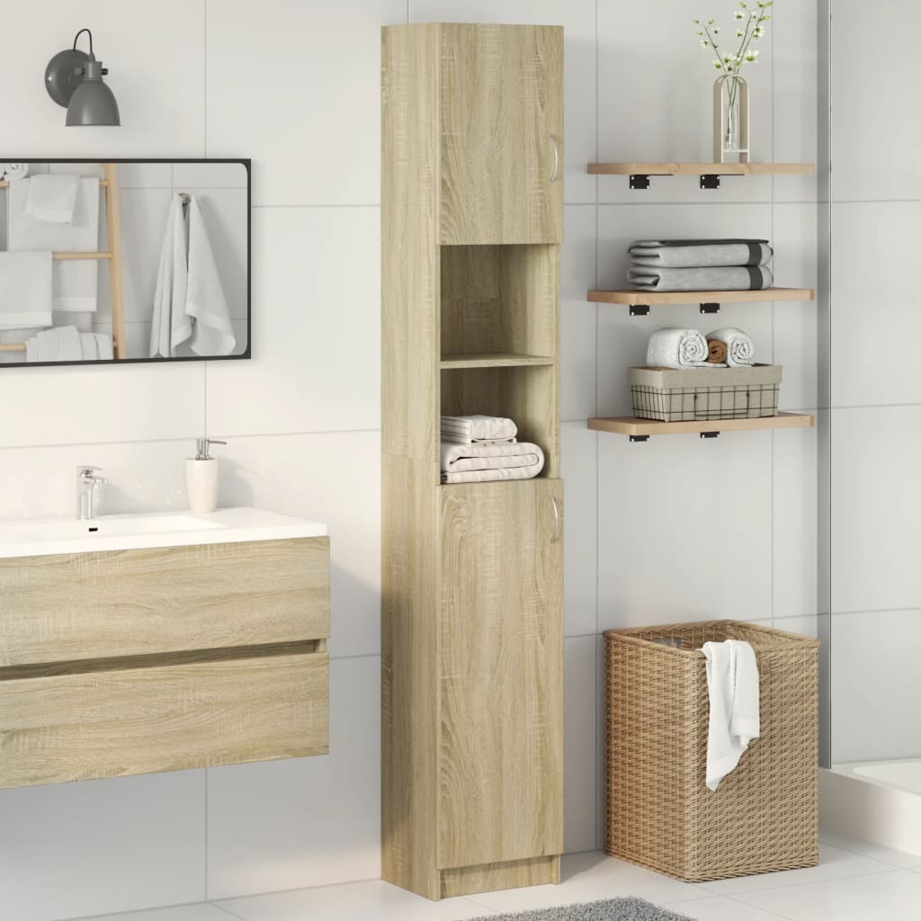 NNEVL Bathroom Cabinet Sonoma Oak 32x25.5x190 cm Engineered Wood