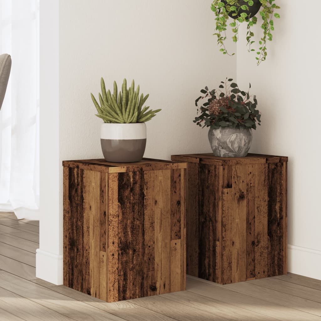 VidaXL plant stands 2 pcs 25x25x35 cm treated wood, old wood-colored-0