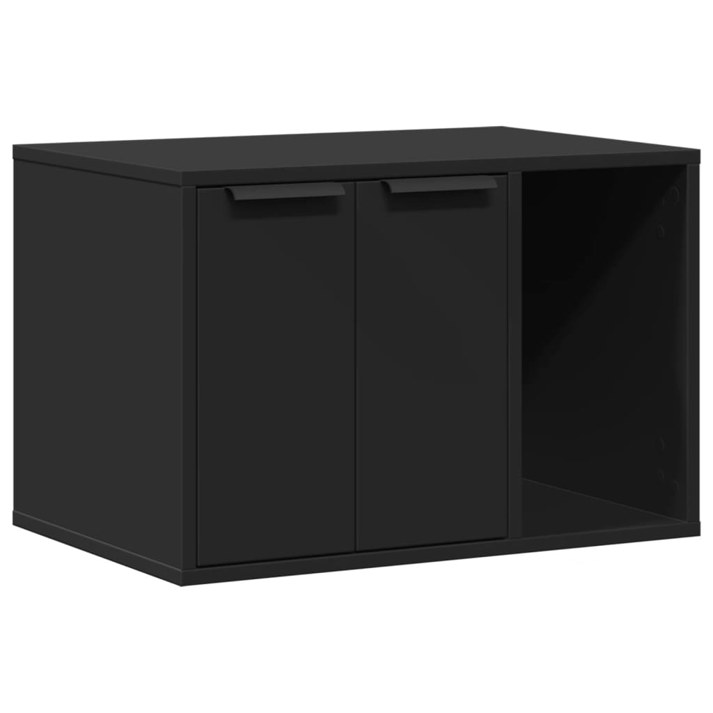 NNEVL Cat Litter Box Enclosure Black 60x40x40 cm Engineered Wood-1