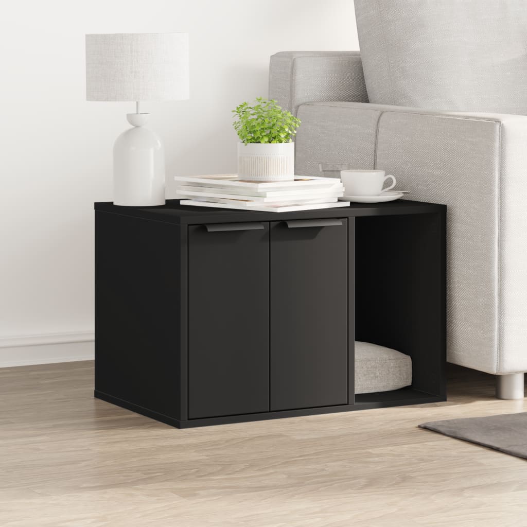NNEVL Cat Litter Box Enclosure Black 60x40x40 cm Engineered Wood-2