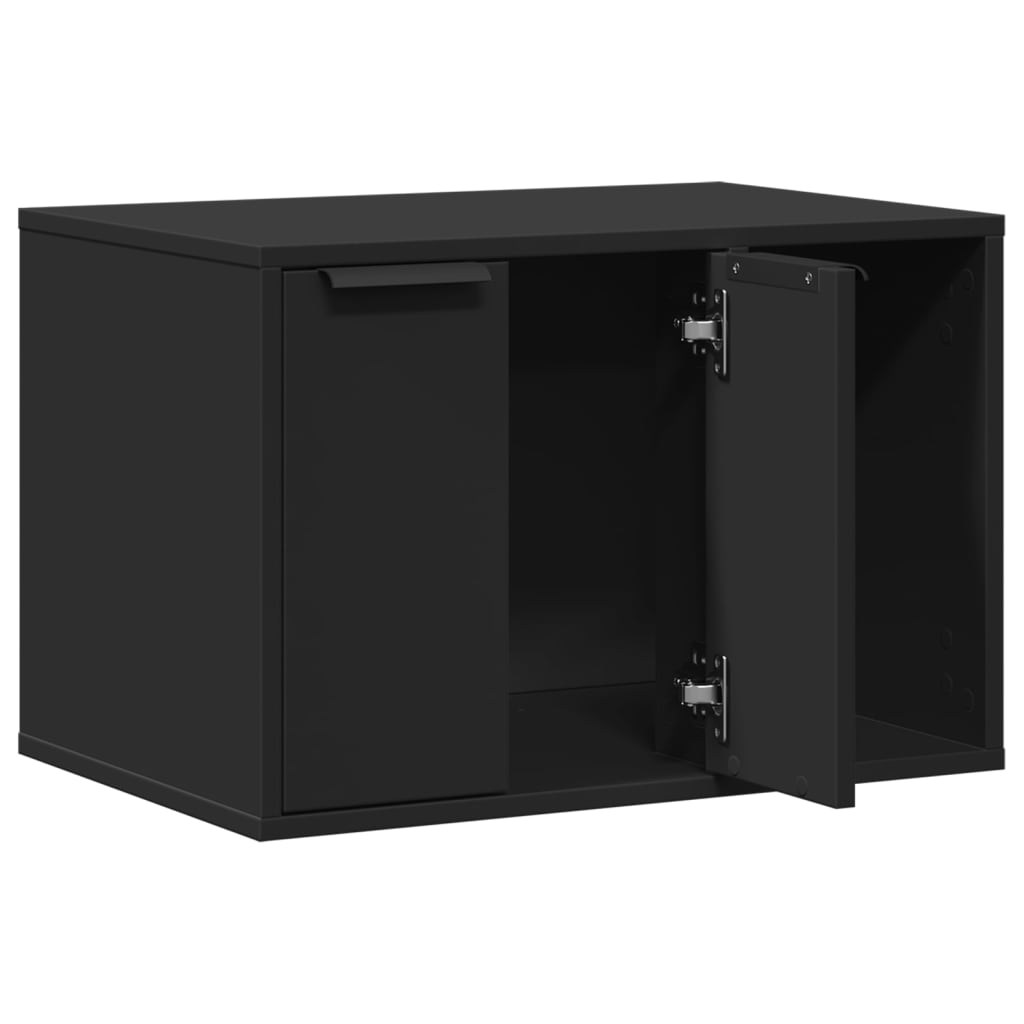 NNEVL Cat Litter Box Enclosure Black 60x40x40 cm Engineered Wood-3