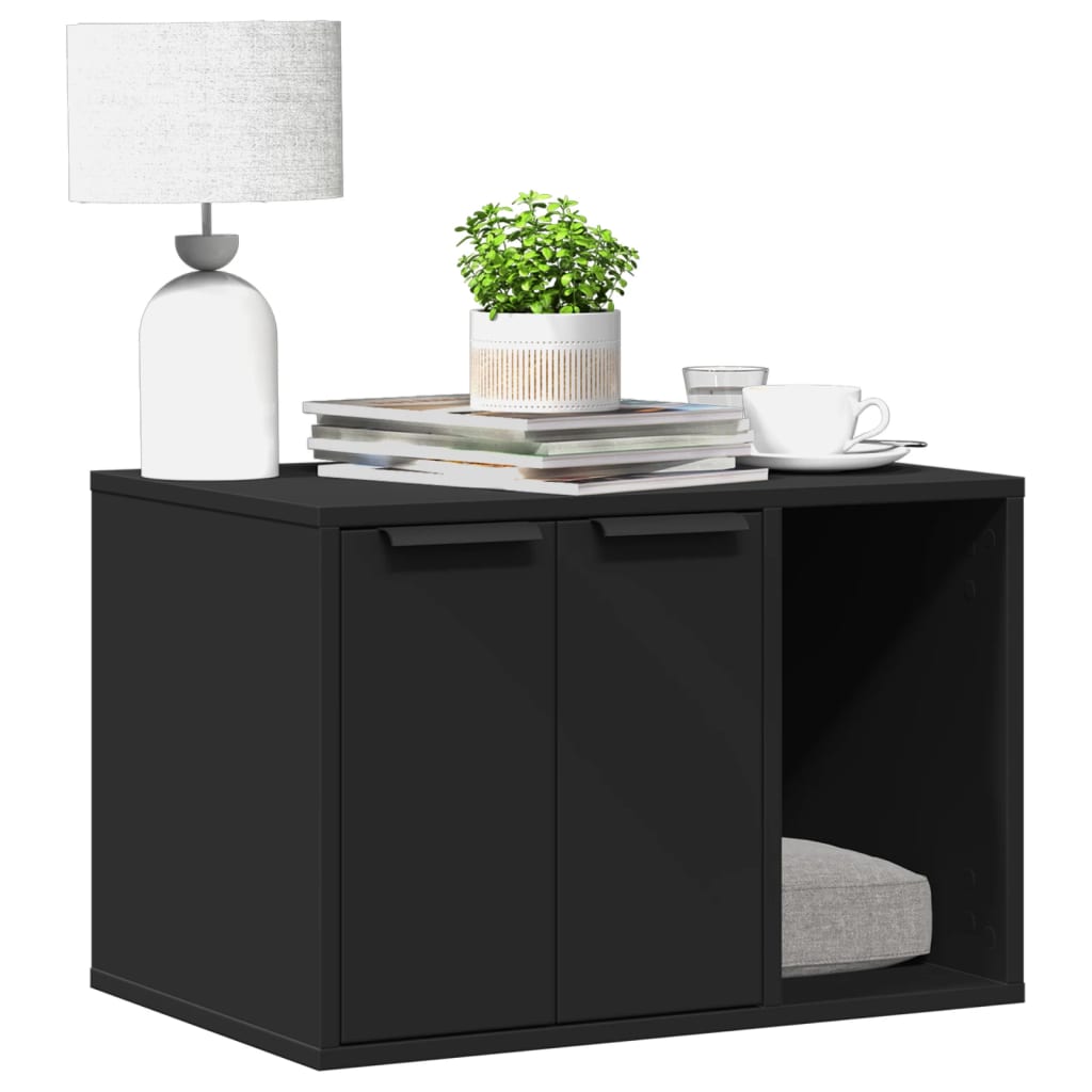 NNEVL Cat Litter Box Enclosure Black 60x40x40 cm Engineered Wood-0
