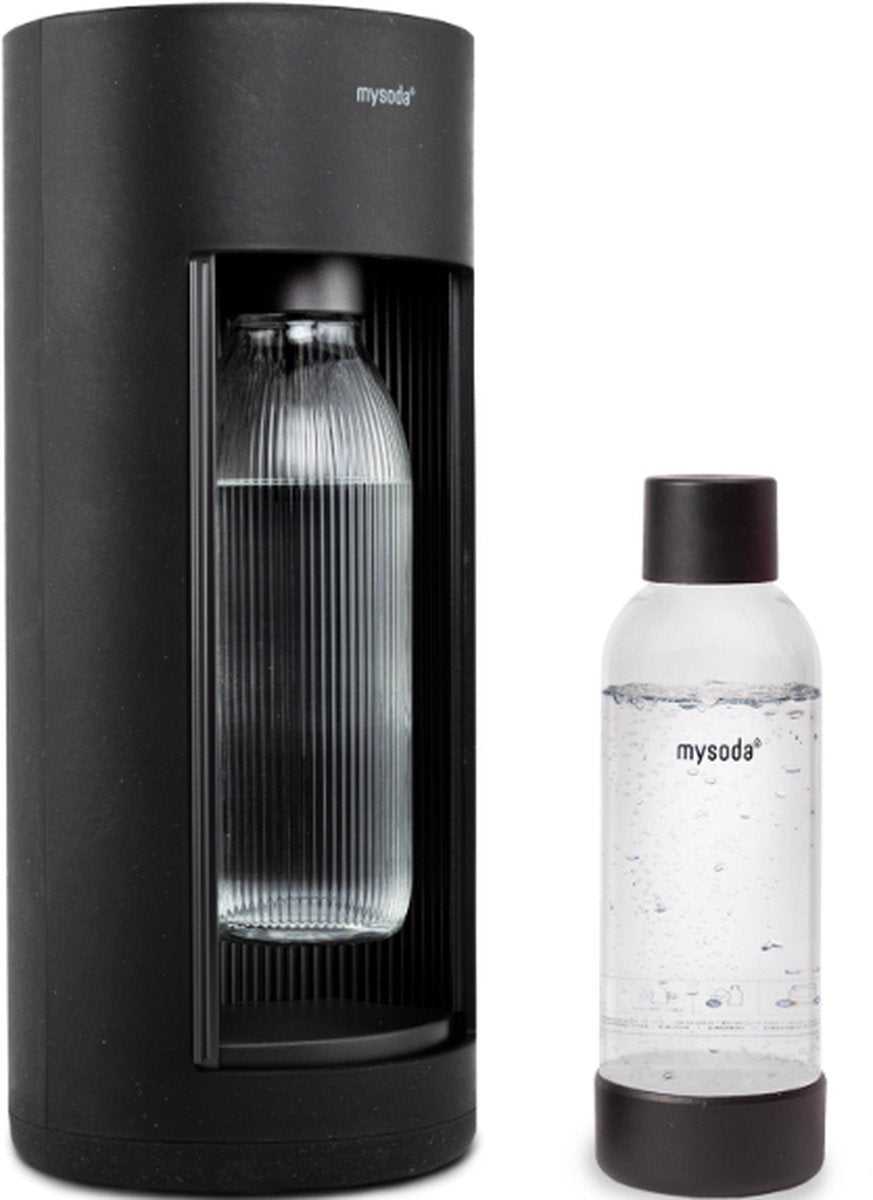Mysoda glassy black - sparkling water maker made of ecological biocomposite aluminum - including 2 bottles-0
