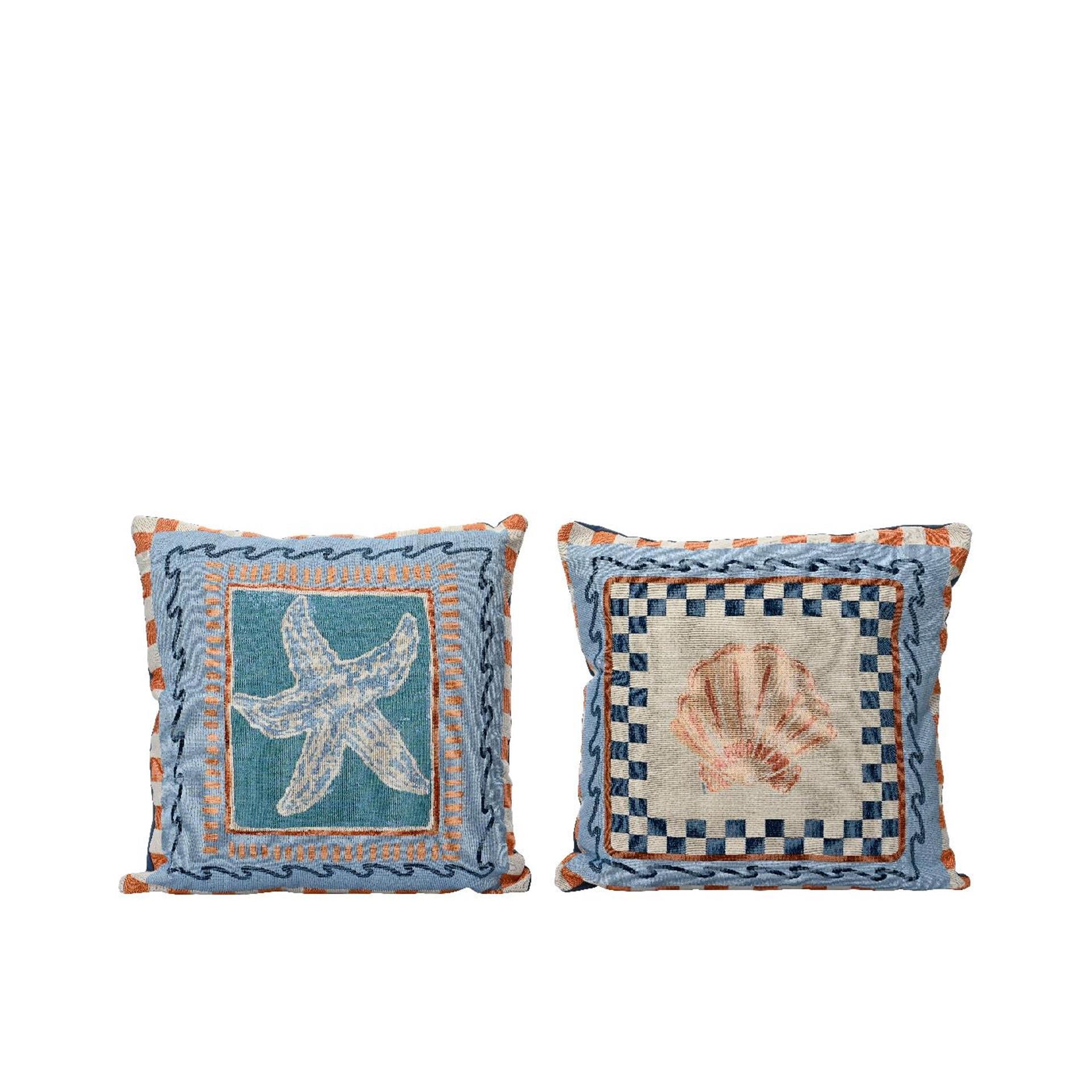 Decoris cushion with shell cotton 43x43x4cm-0