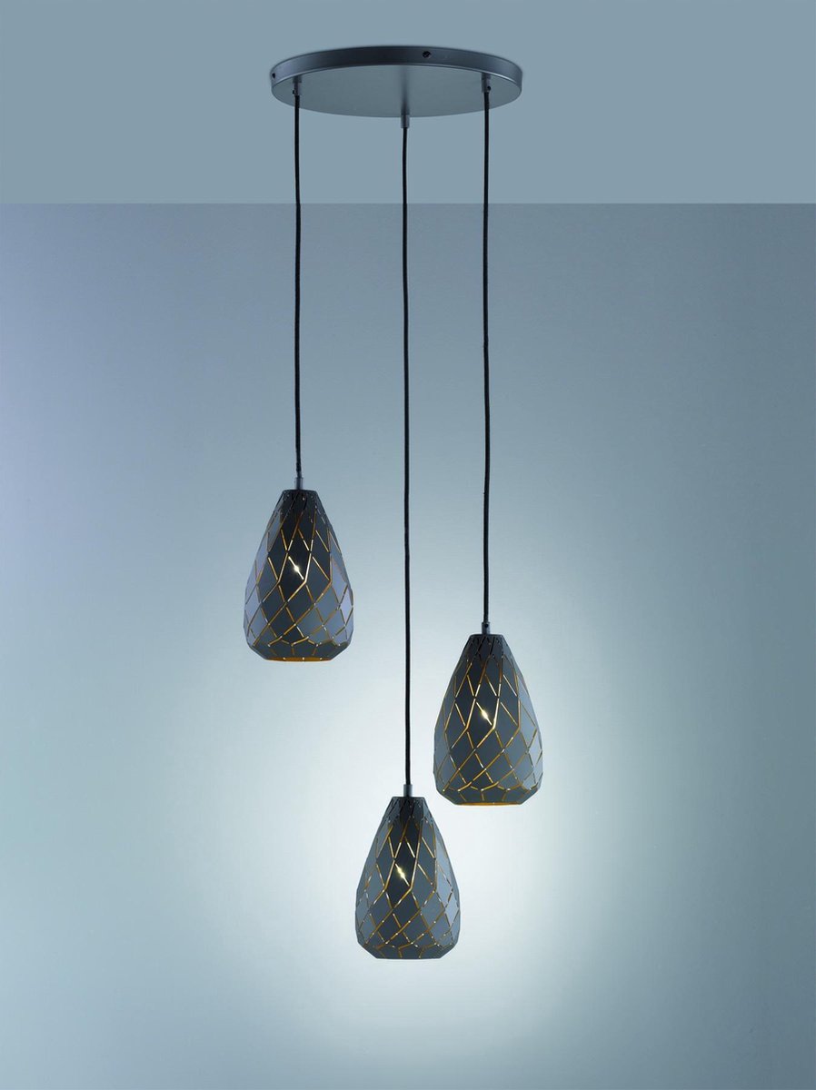 Trio onyx - hanging lamp - anthracite - excl. 3x E27 4 W - ceiling mounting - height adjustable-0