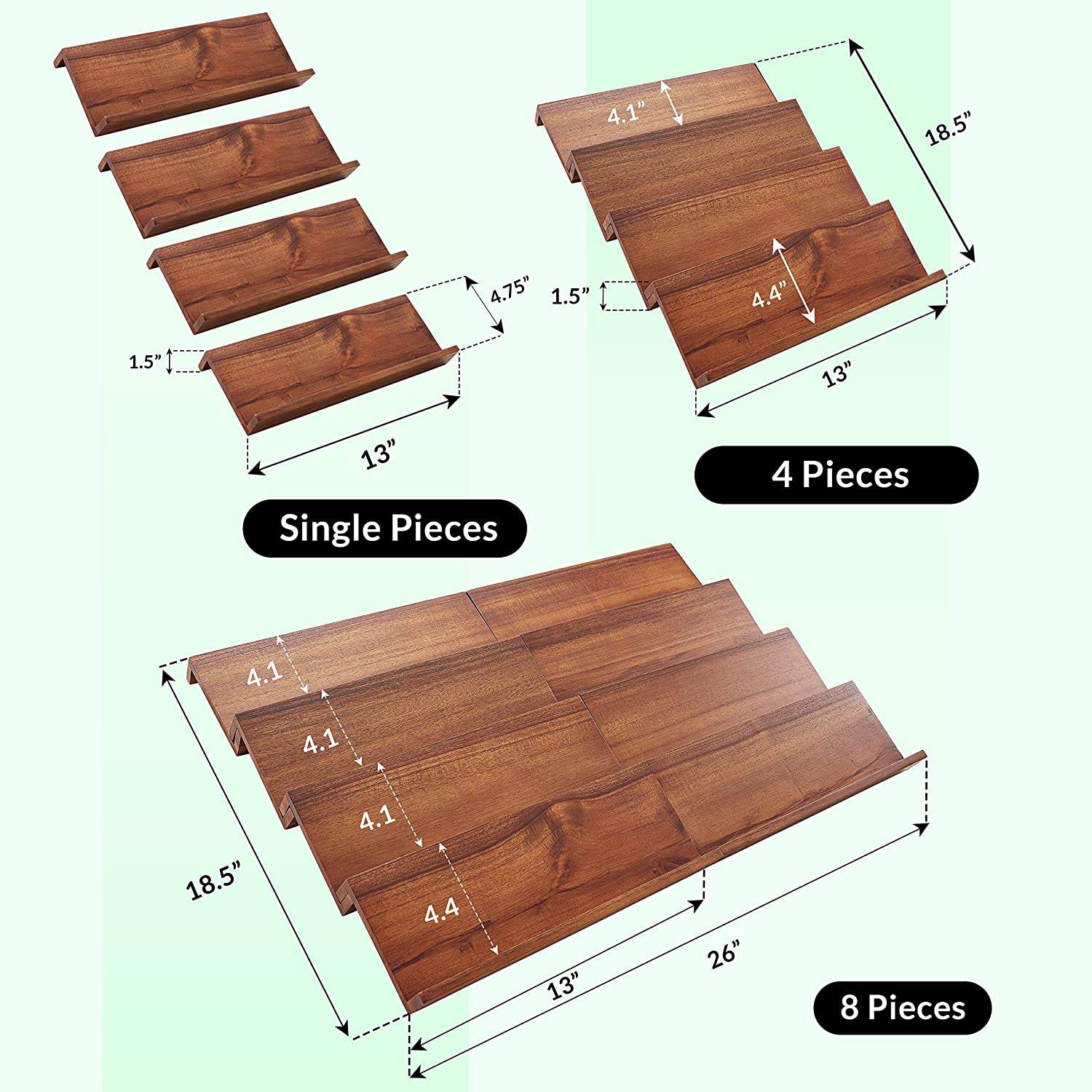 Acacia Drawer Spice Rack 4 Tier - 8 Pack-3
