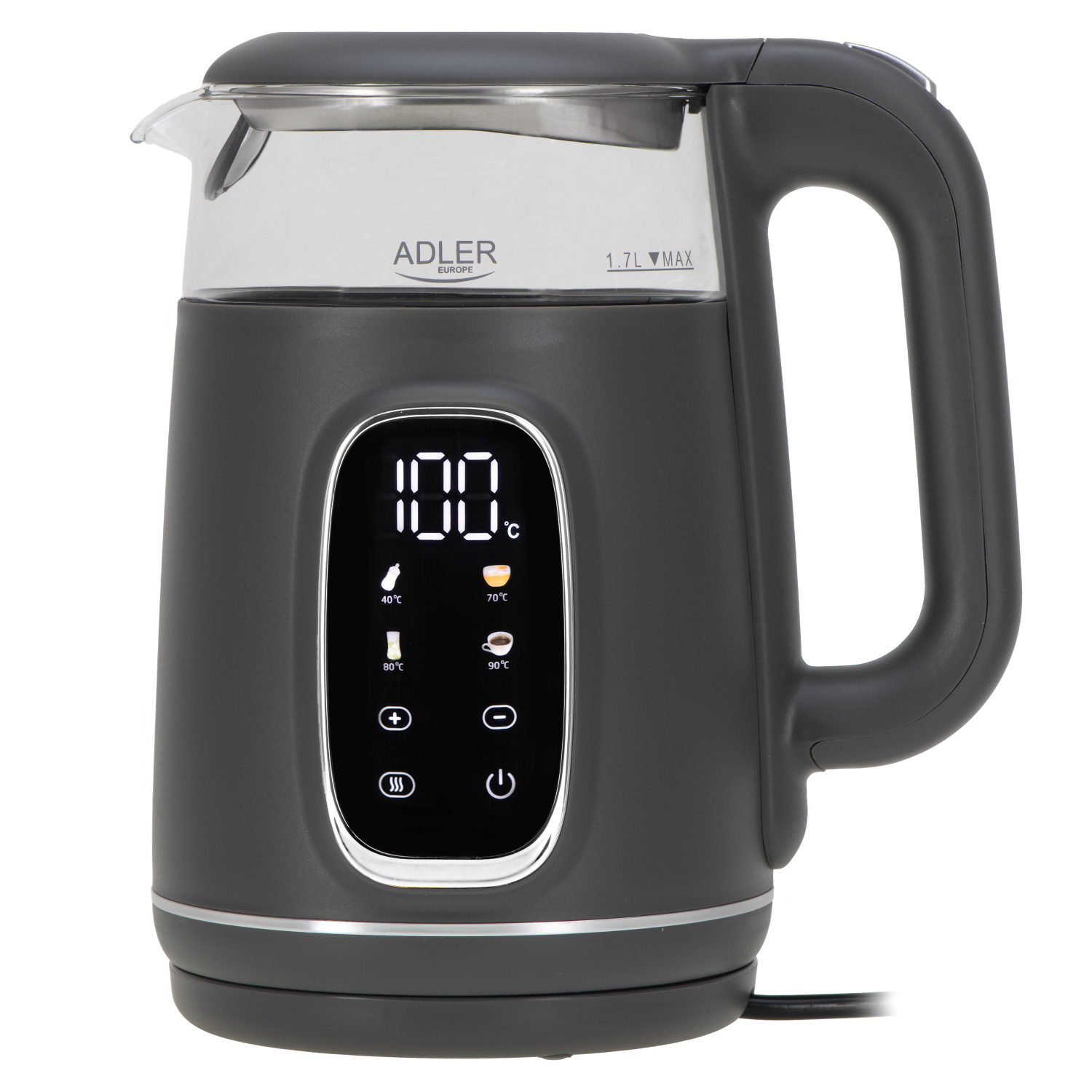 Adler AD 1305 G Elektromos Vízforraló 1,7L 2200W Szürke-0