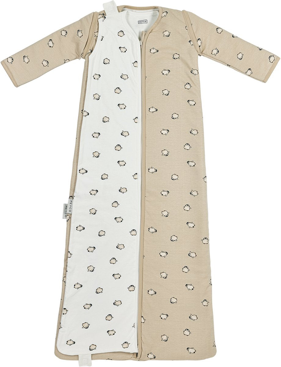 Meyco baby penguin baby sleeping bag 4 seasons - soft sand - 3.0 tog-0