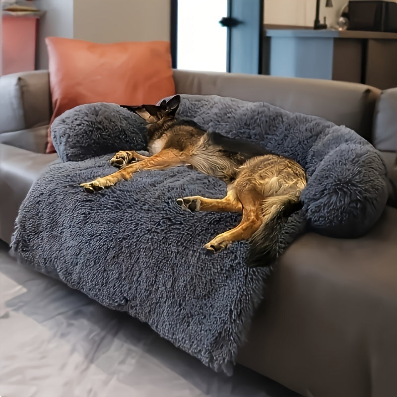 NNETM Pet Plush Sofa Bed with Neck Cushion-1