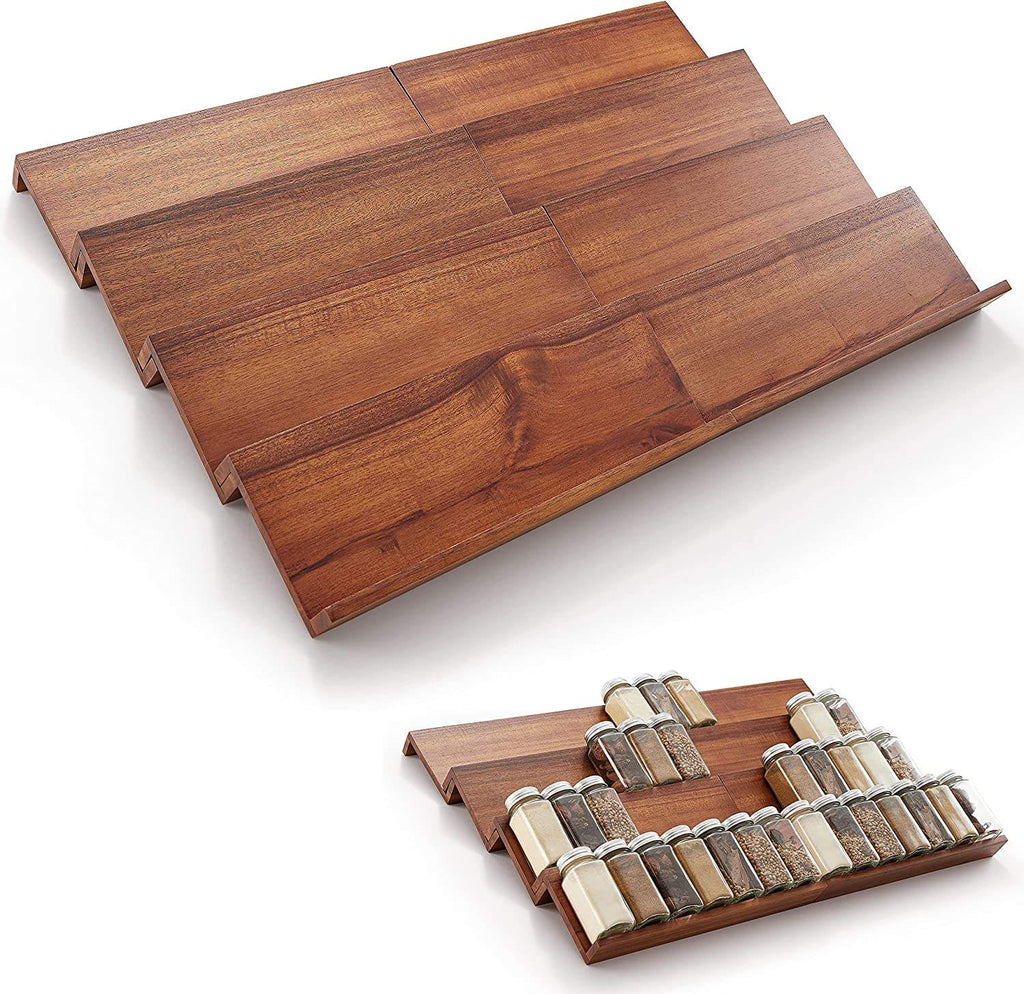 Acacia Drawer Spice Rack 4 Tier - 8 Pack-2